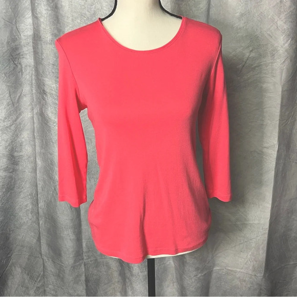 Charter Club Tops - Charter Club Coral Pink 3/4 Sleeve Scoop Neck T-shirt - PM